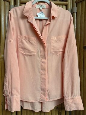 cloth & stone Peach Button-Down Shirt  Size M. NWT